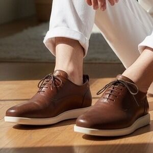 Wolf & Shepherd Closer Cap Toe Brown Leather Hybrid Dress Shoes Mens 11.5 M